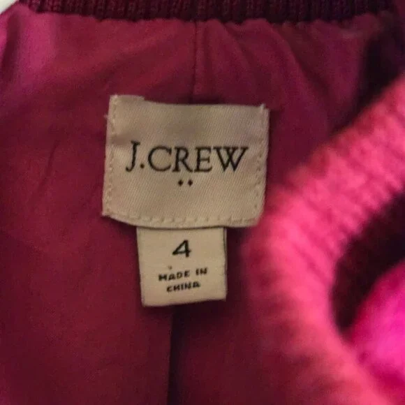J.Crew Lodge Coat Italian Stadium Cloth Wool Warm Berry High Collar Size 4 - Picture 7 of 10